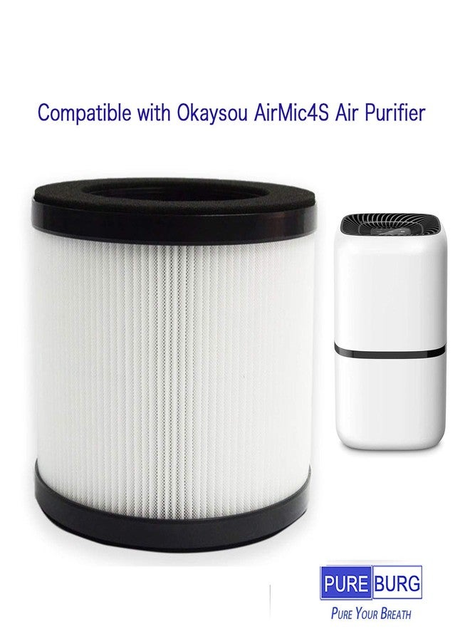 PUREBURG فلتر بديل من بيوربيرج متوافق مع جهاز تنقية الهواء أوكيسو إيرميك 4 إس، عبوة من قطعتين، فلتر H13 HEPA رباعي المراحل، فلتر كربون نشط لتنقية الهواء من الغبار والمركبات العضوية المتطايرة - Image 3