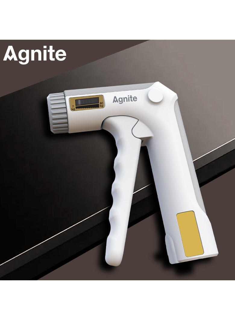Deli جهاز تقوية قبضة اليد القابل للتعديل Agnite Er025 – مقاومة من 7-80 كجم، عداد ميكانيكي، نابض من الفولاذ الكربوني ALC 3 مم، مثالي لإعادة تأهيل اليد وتدريب القوة، لون أبيض. - Image 2