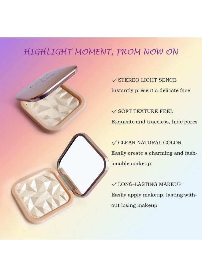 LSxia Highlighter Makeup Palette Shimmer Contour Palette Powder For Brighten Face Contour Gold Cheek Highlight Makeuplong Lasting Highlighter Powder With Mirror For Illuminator Makeup(Champagne Gold)  - Image 5