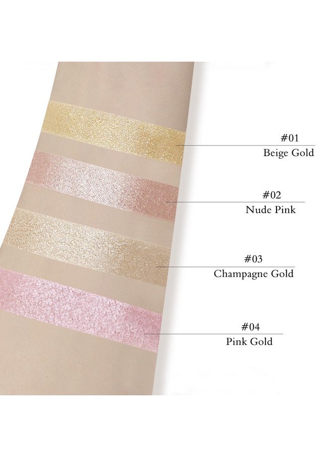 LSxia Highlighter Makeup Palette Shimmer Contour Palette Powder For Brighten Face Contour Gold Cheek Highlight Makeuplong Lasting Highlighter Powder With Mirror For Illuminator Makeup(Champagne Gold)  - Image 2