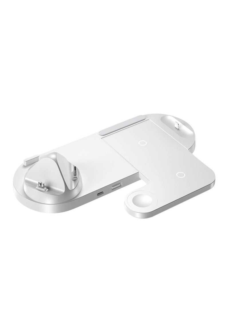 general 8 in 1 Wireless Charger, All-in-One Foldable Wireless Charging Station with Built-in AC Adapter, Wireless Charging Stand for Most Phone Models - White - Image 3