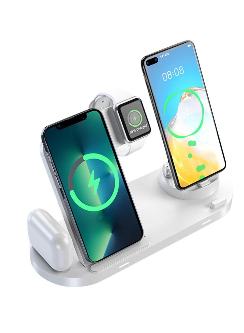 general 8 in 1 Wireless Charger, All-in-One Foldable Wireless Charging Station with Built-in AC Adapter, Wireless Charging Stand for Most Phone Models - White - Image 4