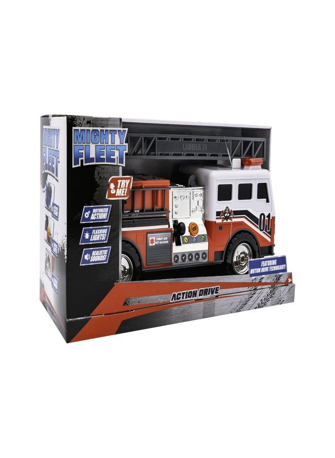 Mighty Fleet Action Drive 16" Interactive Fire Truck Toy w/Lights & Sounds, Firetruck Working Ladder, Motion Drive Action, Realistic Design & Batteries Included - Age 3+ - Image 5
