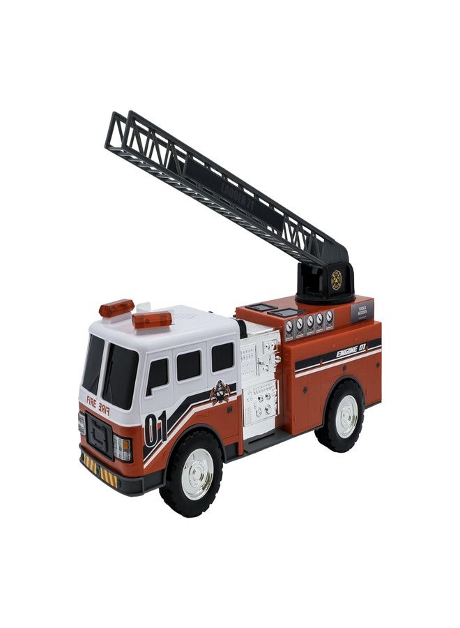 Mighty Fleet Action Drive 16" Interactive Fire Truck Toy w/Lights & Sounds, Firetruck Working Ladder, Motion Drive Action, Realistic Design & Batteries Included - Age 3+ - Image 2