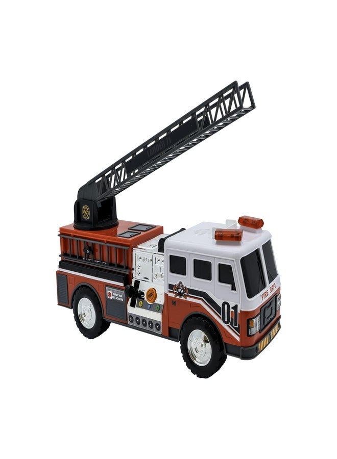 Mighty Fleet Action Drive 16" Interactive Fire Truck Toy w/Lights & Sounds, Firetruck Working Ladder, Motion Drive Action, Realistic Design & Batteries Included - Age 3+ - Image 1