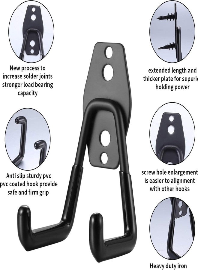 DARDRIS Garage Hooks Heavy Duty, Steel Garage Storage Hooks,Wall Mount U Shaped Garage Hanger & Organizer for Organizing Garden Lawn Tools,Ladders, Ropes and More Equipment (Black) (Pack of 2) - Image 3