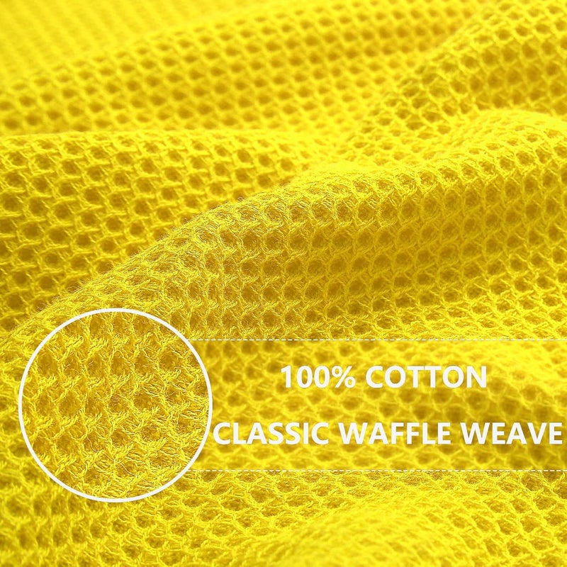 Homaxy 100% Cotton Waffle Weave Kitchen Dish Towels, Ultra Soft Absorbent Quick Drying Cleaning Towel, 13 x 28 Inches, 4-Pack, Yellow - Image 2