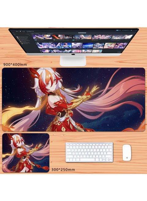 No Overlock Honkai Impact 3 Mouse Pad Extra Large Animation Kiana Dem Lisa Alicia Two-Dimensional Notebook-Color:60x30cm Thickness 3mm-Pattern:Burgundy Dust Catching Star