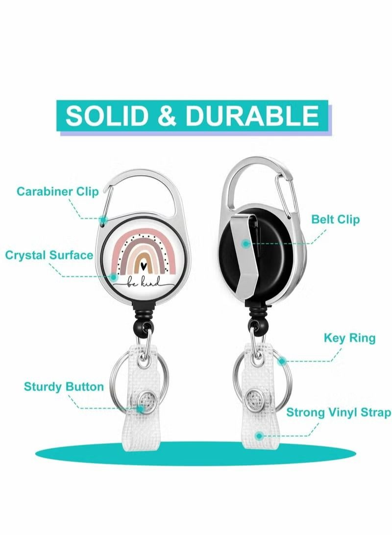 1 Set ID Badge Holder with Lanyard and Retractable Reel Clip Boho Card Name Tag Vertical Protector Bage Clips for Nurse Nursing Doctor Student - Image 5