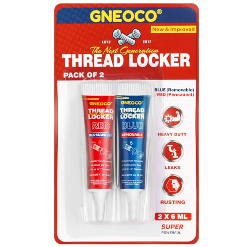 GNEOCO 2 Pack Thread Locker Blue and Red 6mlx2 Medium and Strong StrengthThreadlocker Metal Glue for Nuts Bolts Fasteners Prevent LooseningCorrosion Blue and Red 6ml2 - Image 1