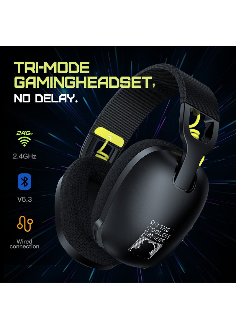 onikuma BT/2.4G/Wired 3-mode Gaming Headset with Mic,Wireless Gaming Headset Stereo Headset Ultra-long Battery Life-Black - Image 2