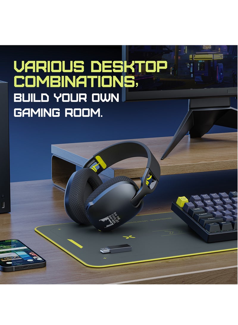 onikuma BT/2.4G/Wired 3-mode Gaming Headset with Mic,Wireless Gaming Headset Stereo Headset Ultra-long Battery Life-Black - Image 3