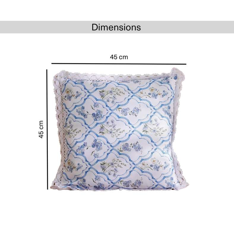 Pan Home وسادة زخرفية بطبعة زهور - زرقاء - Image 4