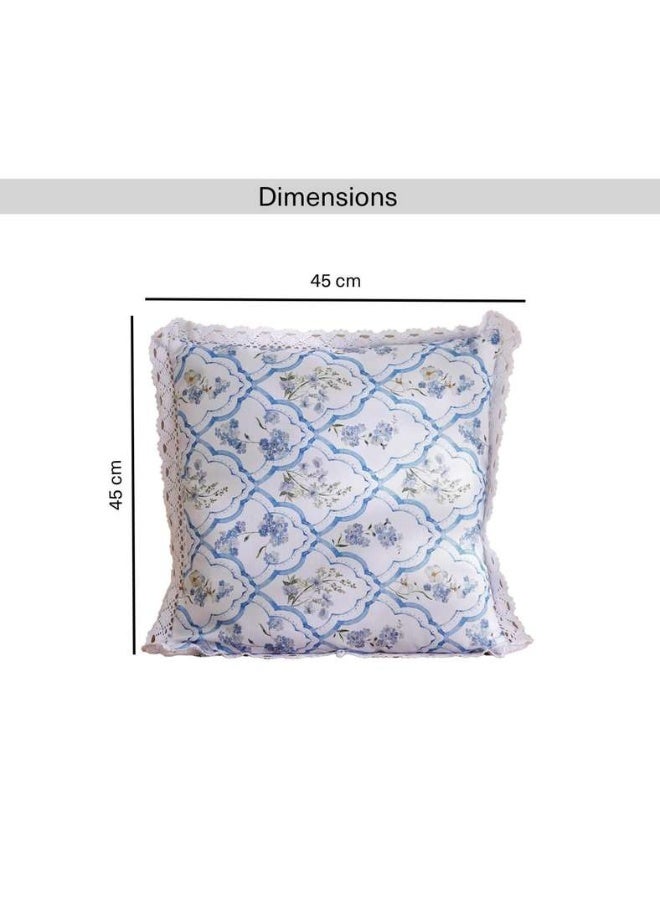Pan Home وسادة زخرفية بطبعة زهور - زرقاء - Image 4