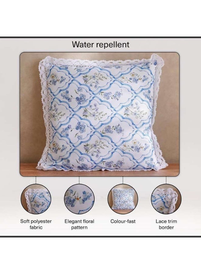 Pan Home وسادة زخرفية بطبعة زهور - زرقاء - Image 3