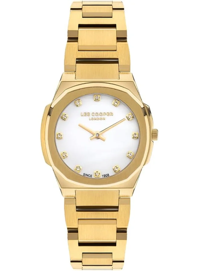 لي كوبر Lee Cooper Women's Y120F2 Movement Watch, Analog Display and Metal Strap - LC07619.120, Gold