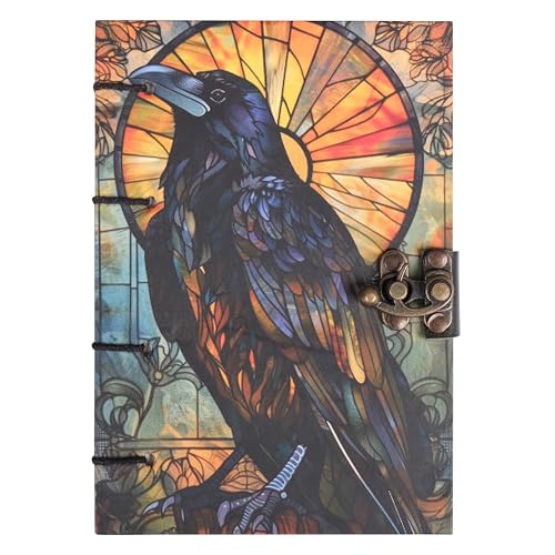 CRAFT JUNKY Journal Diary with Handcrafted Box, 5 x 7 Inch Special Binding Unruled Lock Diary for Girls, Art Book with Aesthetic Print Sketch Book for Artists, 200 Acid-Free Pages A5 (CROW) - Image 2