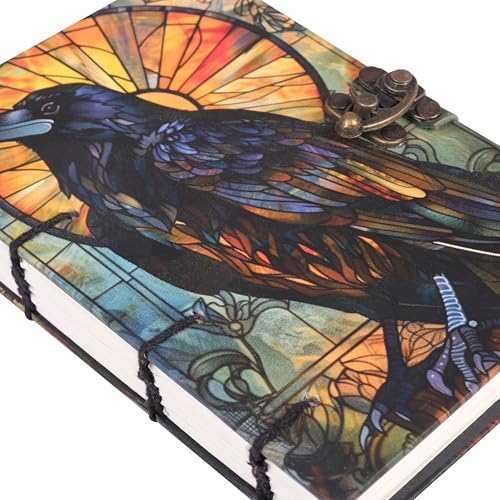 CRAFT JUNKY Journal Diary with Handcrafted Box, 5 x 7 Inch Special Binding Unruled Lock Diary for Girls, Art Book with Aesthetic Print Sketch Book for Artists, 200 Acid-Free Pages A5 (CROW) - Image 4