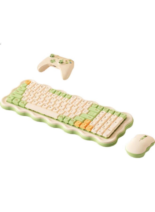 B.O.W Airworld Mk98 Wireless Keyboard And Mouse Set Simple And Comfortable Desktop Notebook Universal High-Value Female Charging Silent Keyboard And Mouse Set Matcha Sandwich - Image 2
