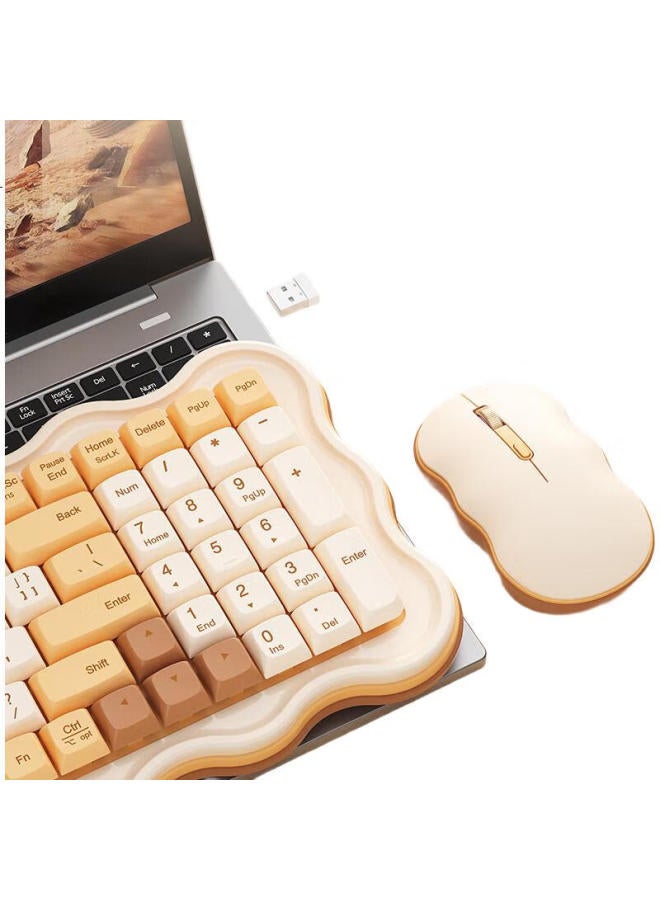 B.O.W Airworld Mk98 Wireless Keyboard And Mouse Set Simple And Comfortable Desktop Notebook Universal High-Value Female Charging Silent Keyboard And Mouse Set Matcha Sandwich - Image 1