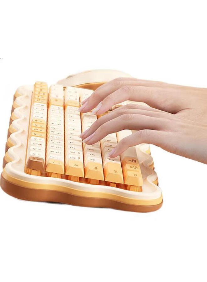 B.O.W Airworld Mk98 Wireless Keyboard And Mouse Set Simple And Comfortable Desktop Notebook Universal High-Value Female Charging Silent Keyboard And Mouse Set Matcha Sandwich - Image 3