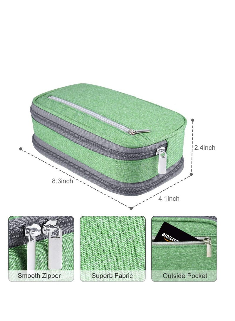 SYOSI Pencil Case, Large Capacity Pencil Bag Pouch Pen Case Pencil Marker Holder Stationery Organizer with Multi Zipper Compartments for Boys Girls Middle High School Adults and OfficeGreen - Image 5