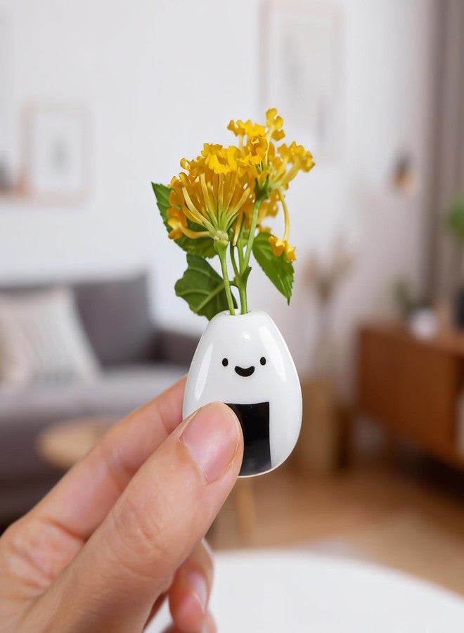 Tnstbiee 5 PCS Mini Onigiri Flower Vase Set - Cute Japanese Handmade Bud Vases Bulk for Dried Flowers, Small Centerpiece Vase for Coffee Table Living Room Home Decor, Unique Japandi Tiny Ceramic Vases - Image 3