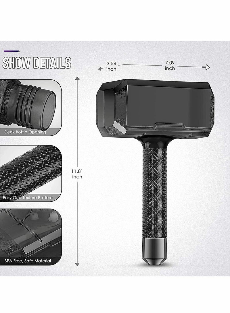 Y&D زجاجة مياه رياضية بسعة كبيرة على شكل مطرقة ثور، حاوية شرب خالية من البيسفينول A، صالة الألعاب الرياضية وكمال الأجسام والمشي لمسافات طويلة - Image 4