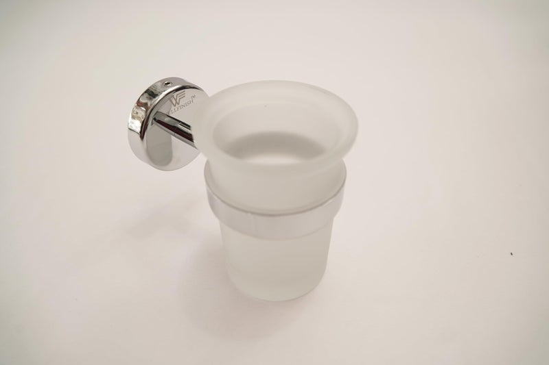 Stainless Steel Holder and Toothbrush Holder Glass, Wall Mounted - Image 2