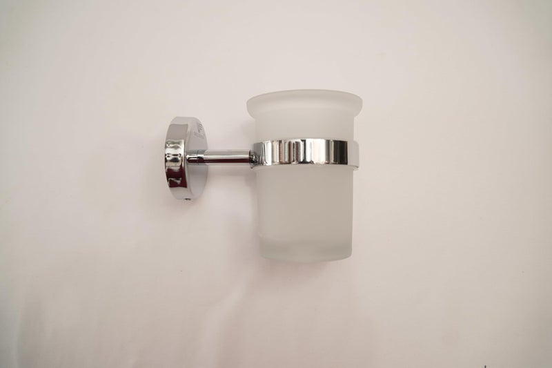 Stainless Steel Holder and Toothbrush Holder Glass, Wall Mounted - Image 1