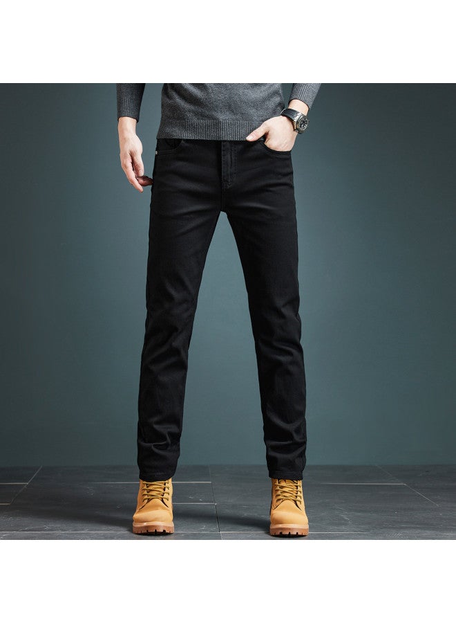 Fapai High-end Autumn And Winter Jeans For Men, Fashionable And Versatile Business Black Stylish Straight-leg Casual Youth Long Pants For Men - Image 2