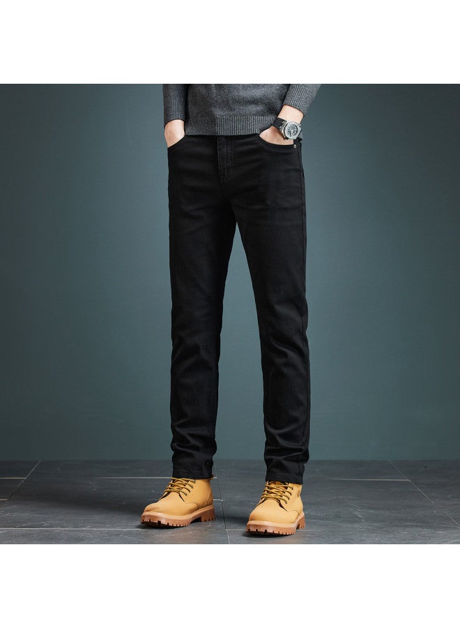 Fapai High-end Autumn And Winter Jeans For Men, Fashionable And Versatile Business Black Stylish Straight-leg Casual Youth Long Pants For Men - Image 4