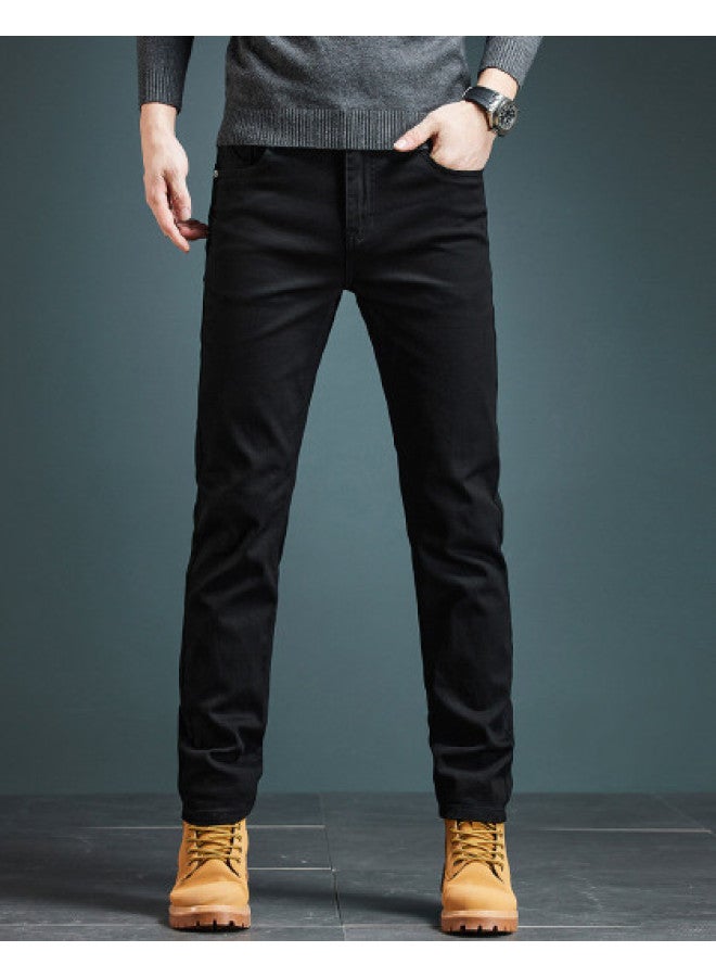 Fapai High-end Autumn And Winter Jeans For Men, Fashionable And Versatile Business Black Stylish Straight-leg Casual Youth Long Pants For Men - Image 1
