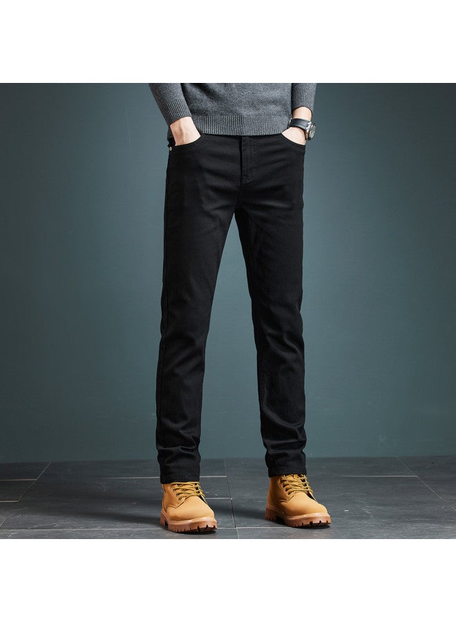 Fapai High-end Autumn And Winter Jeans For Men, Fashionable And Versatile Business Black Stylish Straight-leg Casual Youth Long Pants For Men - Image 5
