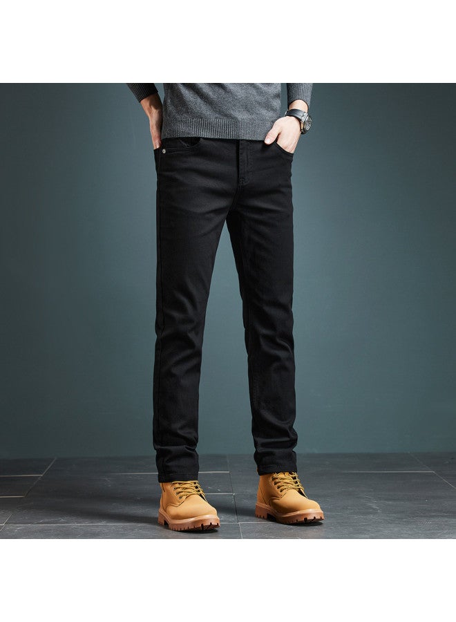 Fapai High-end Autumn And Winter Jeans For Men, Fashionable And Versatile Business Black Stylish Straight-leg Casual Youth Long Pants For Men - Image 3