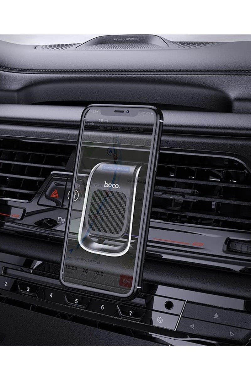 Hoco CA74 - Universe Air Outlet Magnetic Car Holder Bearing weight 700g. , Compatible With iPhone Samsung Xiaomi Oppo Huawei - Black & Silver - Image 3