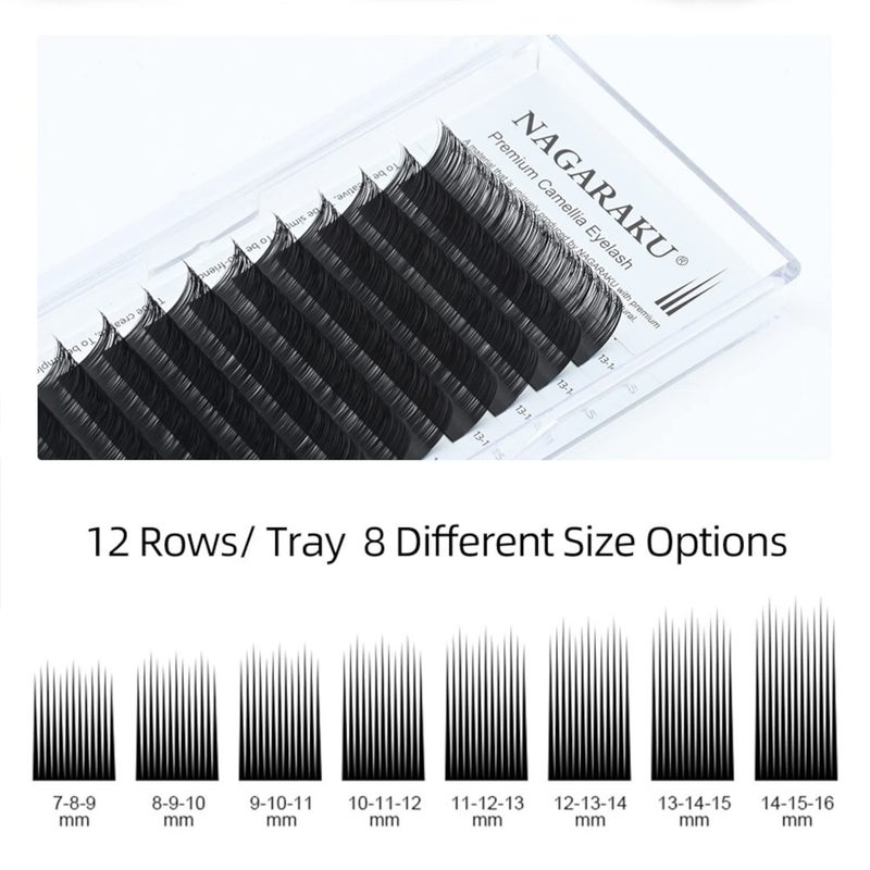 NAGARAKU Camellia Volume Eyelash Extension Mixed Length Premium Soft Natural Light Eyelashes Premade Fans Lashes 131415mix 005 D - Image 3