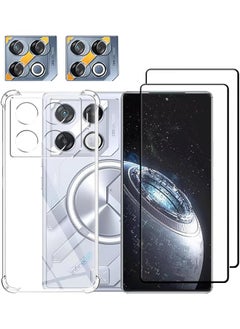 1 Plus 2 Plus 2 Compatible With Infinix Gt20 Pro 5G Clear Case And 2 Pcs Screen Protector 6.7 Inch And 2 Pcs Camera Lens Protector 9H Hardness Anti Scratch And Bubble Free Silicone Cover