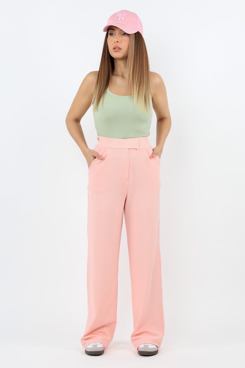 Ritnice Line Women's Lycra Velcro Closure Salmon Palazzo Trousers  - Image 3