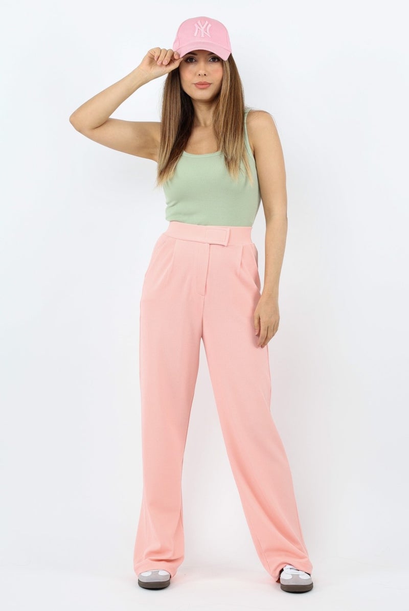 Ritnice Line Women's Lycra Velcro Closure Salmon Palazzo Trousers  - Image 4