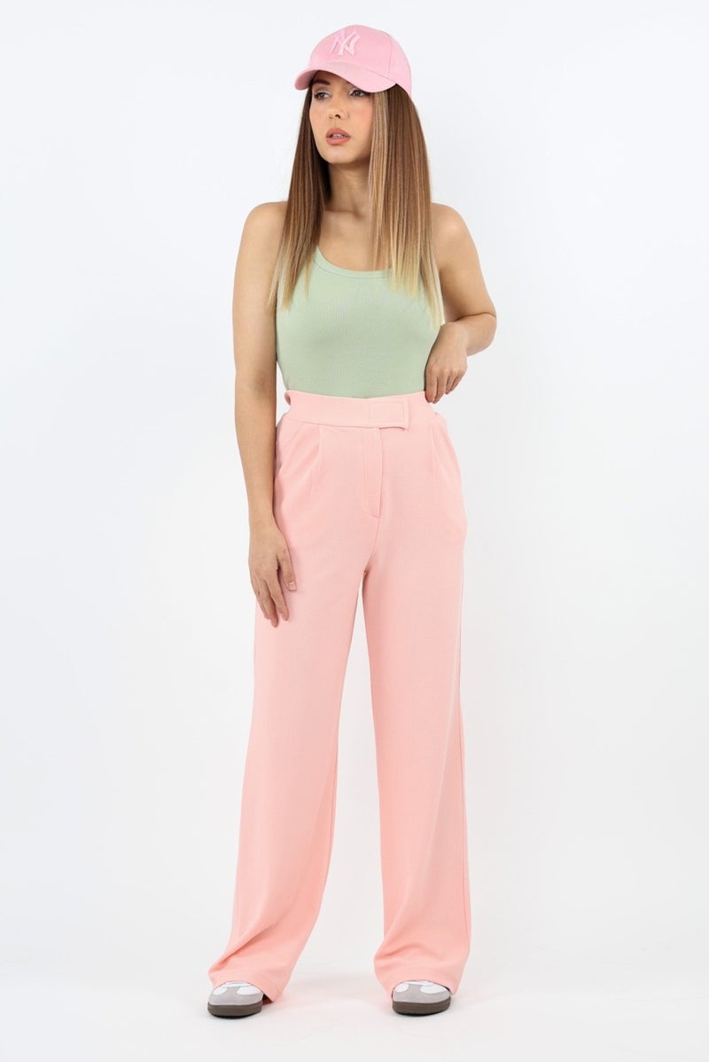 Ritnice Line Women's Lycra Velcro Closure Salmon Palazzo Trousers  - Image 5