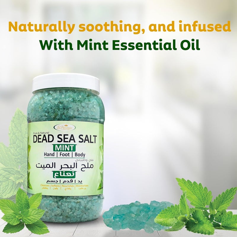 ECOLYTE+ La Parisienne Pure & Natural Dead Sea Salt with Mint - 2 kg Bath Salt for Hand, Foot, and Body Care - Image 3