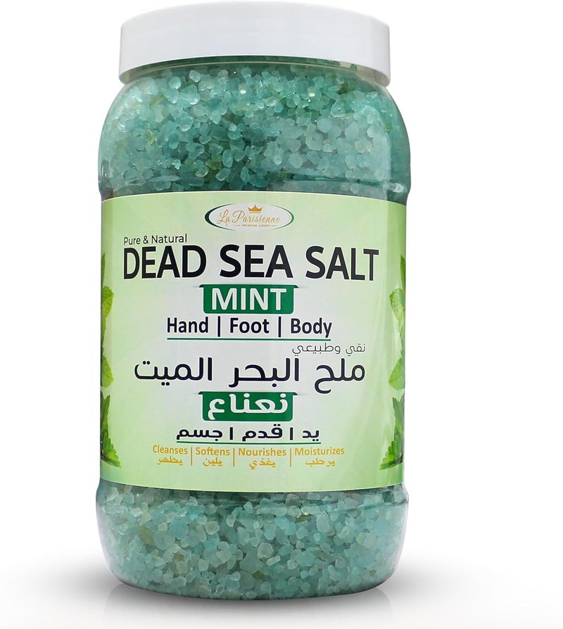 ECOLYTE+ La Parisienne Pure & Natural Dead Sea Salt with Mint - 2 kg Bath Salt for Hand, Foot, and Body Care - Image 1