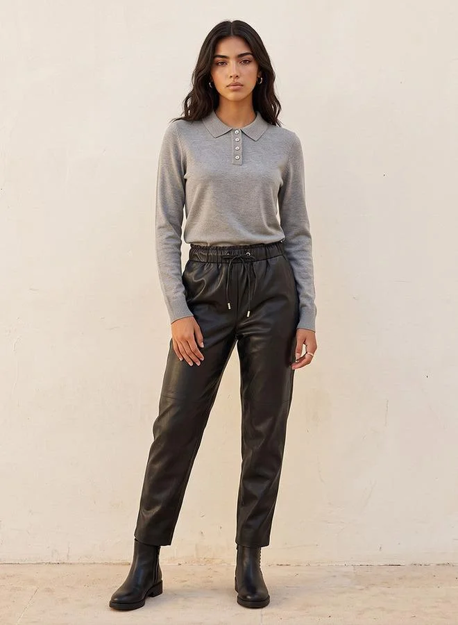 Splash FAV Polo Sweater with Ribbed Hem