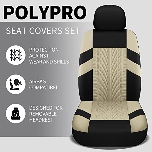 Pariitadin Car Seat Covers Front Pair, Washable and Breathable Seat Covers for Cars, Universal Fit Car Interior Covers for Most Sedan Truck SUV, Black/Beige - Image 4