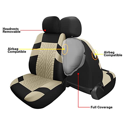 Pariitadin Car Seat Covers Front Pair, Washable and Breathable Seat Covers for Cars, Universal Fit Car Interior Covers for Most Sedan Truck SUV, Black/Beige - Image 5