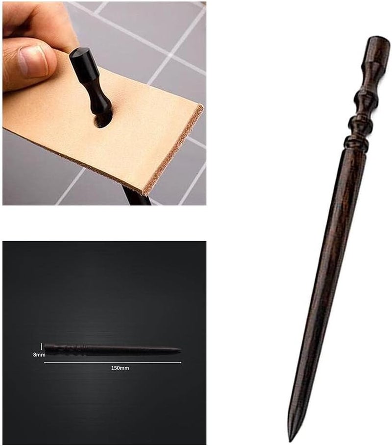 klarako Premium Ebony Wood Leathercraft Slicker Round Burnisher Polished Rod Edge Burnisher Slicker Tool Leather Burnishing Tool DIY Leather Chamfering Device - Image 5