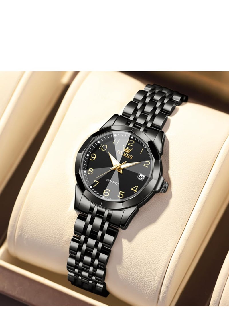 أوليفز Women's Watch Classic Dress Digital Women's Watch Analog Quartz Stainless Steel Waterproof Luminous Date Two-tone Easy to Read Watch - Image 5