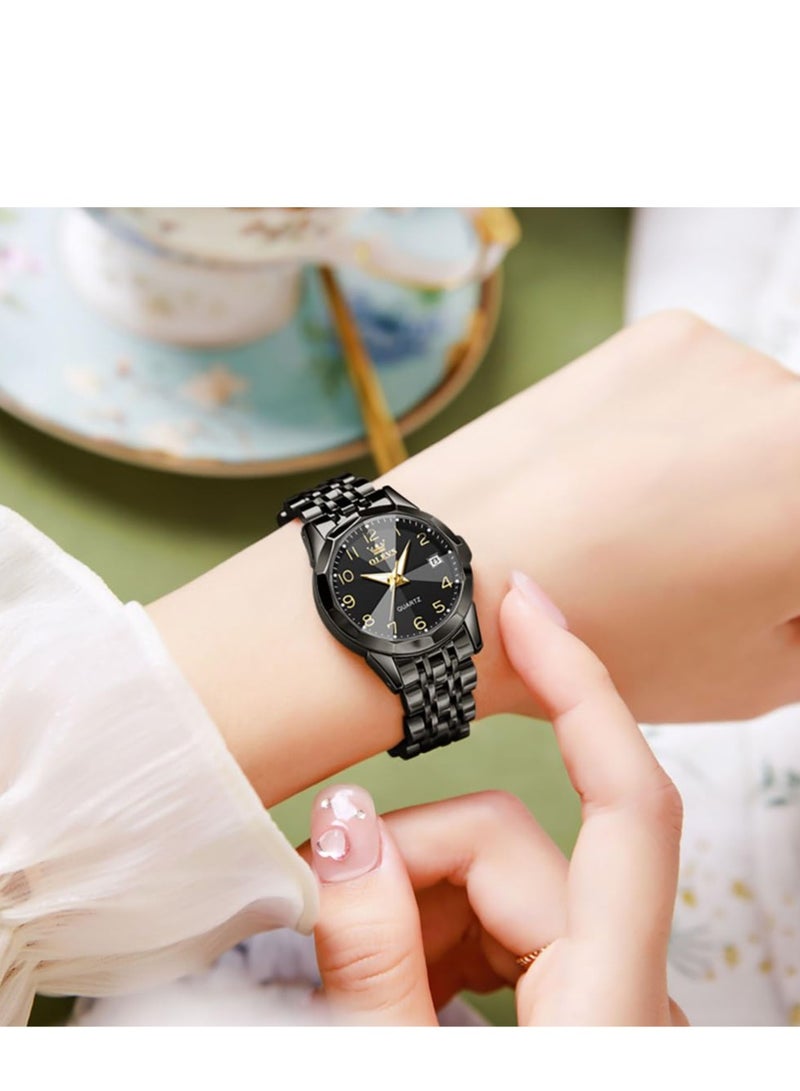 أوليفز Women's Watch Classic Dress Digital Women's Watch Analog Quartz Stainless Steel Waterproof Luminous Date Two-tone Easy to Read Watch - Image 3
