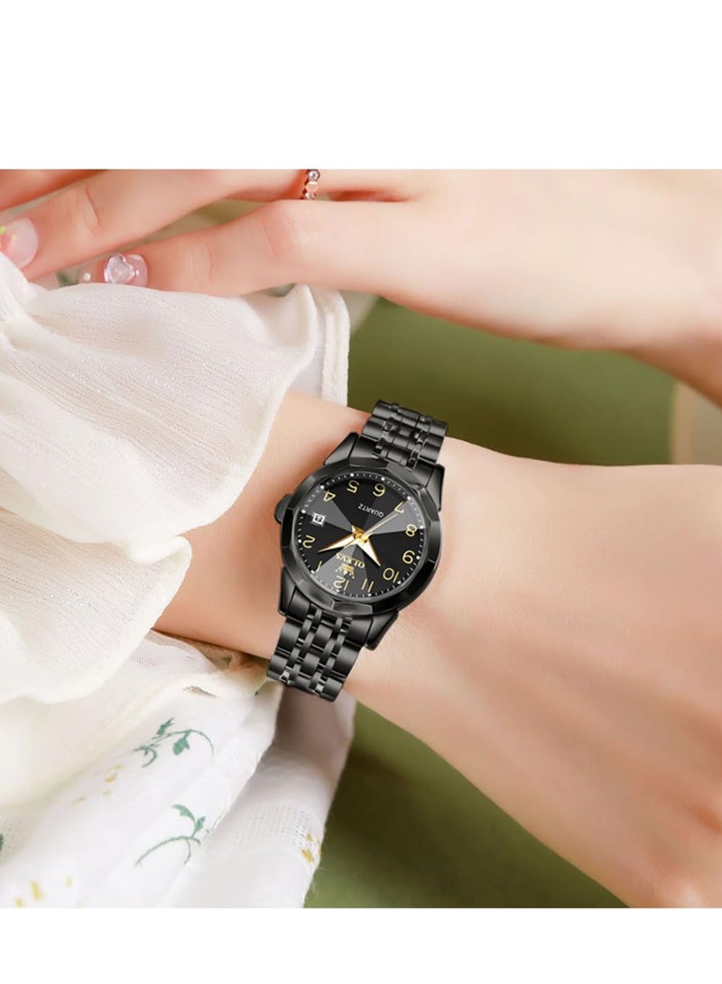 أوليفز Women's Watch Classic Dress Digital Women's Watch Analog Quartz Stainless Steel Waterproof Luminous Date Two-tone Easy to Read Watch - Image 2